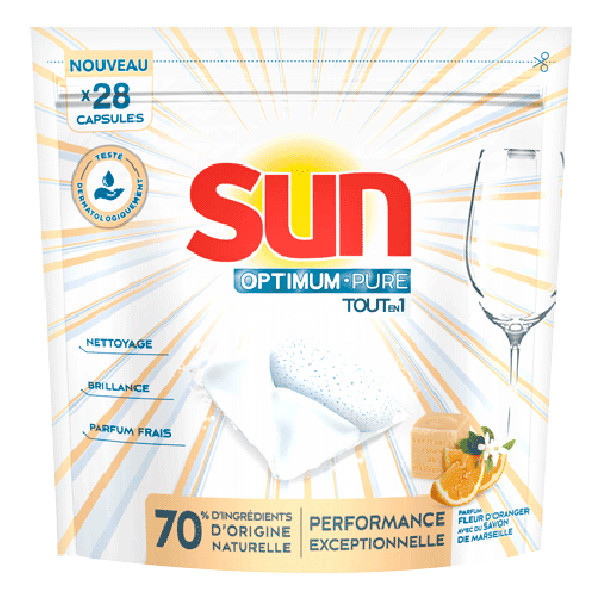 Sun Optimum All-in 1 Vaatwascapsules Pure Oranjebloesem & Marseille (28 vaatwasbeurten)  SSU00130 - 1