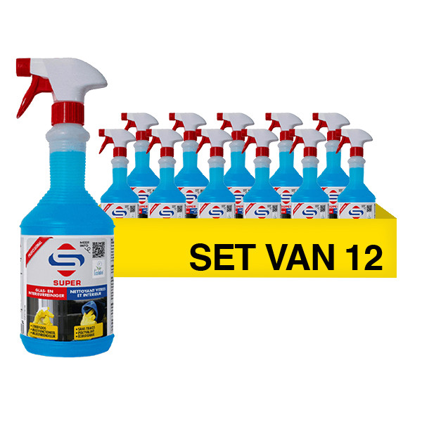 Aanbieding: Super Glas- & Interieurreiniger Ecolabel Spray (12 flessen - 1000 ml) SSU00366 - 1