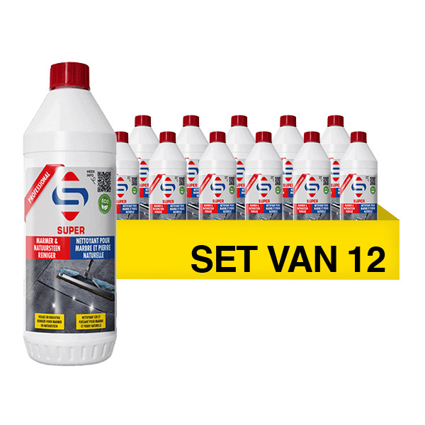Aanbieding: Super Marmer- & Natuursteenreiniger Ecolabel (12 flessen - 1000 ml) SSU00390 - 1