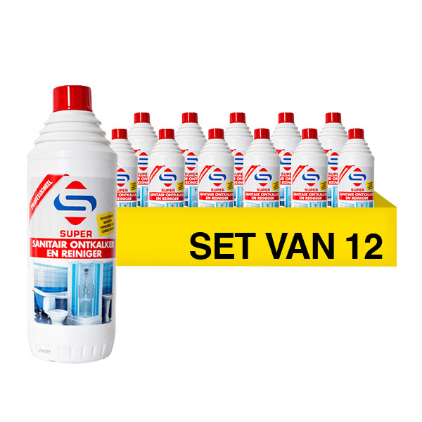 Aanbieding: Super Sanitair Ontkalker & Reiniger (12 flessen - 1000 ml) SSU00278 - 1