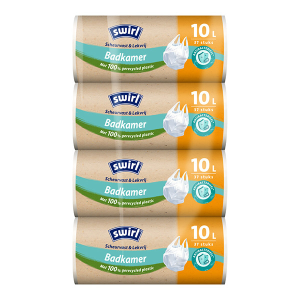 Aanbieding: 4x Vuilniszakken met handvatten 10 liter | Antibacterieel | 37 stuks | Swirl SSW00106 - 2