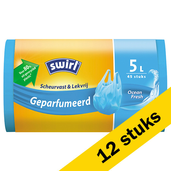 Swirl Aanbieding: Swirl vuilniszakken met handvatten voor pedaalemmers 5 liter | Geparfumeerd | 540 stuks  SSW00095 - 1
