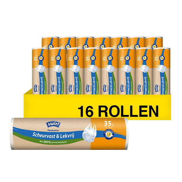 Aanbieding: Vuilniszakken met handvatten 35 liter | Scheurvast & lekvrij | Swirl  (16 rollen 15 zakken) SSW00081 - 1