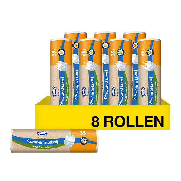 Aanbieding: Vuilniszakken met handvatten 35 liter | Scheurvast & lekvrij | Swirl (8 rollen 15 zakken) SSW00652 - 1