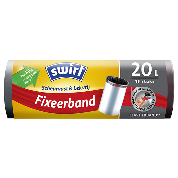 Swirl Vuilniszakken met fixeerband 20 liter | Voor pedaalemmers | 15 stuks | Swirl  SSW00086 - 1
