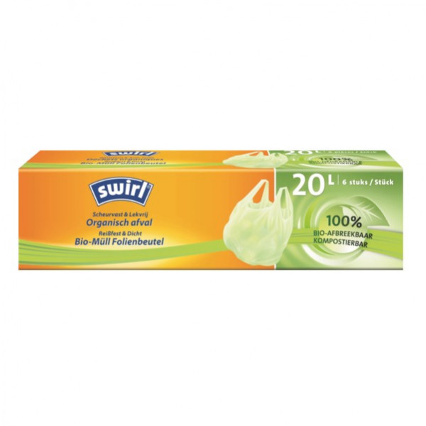 Swirl Vuilniszakken met handvatten 20 liter | Composteerbaar | 6 stuks | Swirl Biofoil  SSW00053 - 