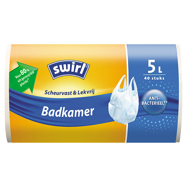 Swirl Vuilniszakken met handvatten voor badkamer 5 liter | 40 stuks | Swirl  SSW00108 - 1