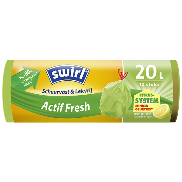 Swirl Vuilniszakken met trekband 20 liter | Scheurvast & lekvrij | 12 stuks | Swirl Actif Fresh  SSW00082 - 1