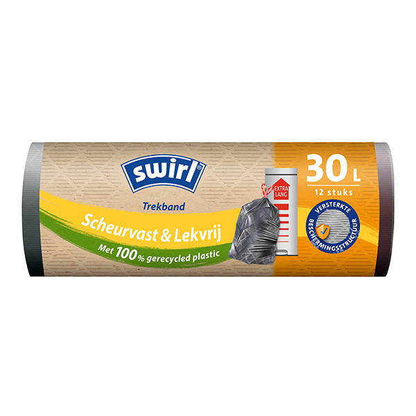 Vuilniszakken met trekband 30 liter | Scheurvast & Lekvrij | 12 stuks | Swirl SSW00543 - 1