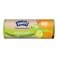 Swirl vuilniszakken 60 liter | Scheurvast & lekvrij | 8 stuks | Actif Fresh SSW00641
