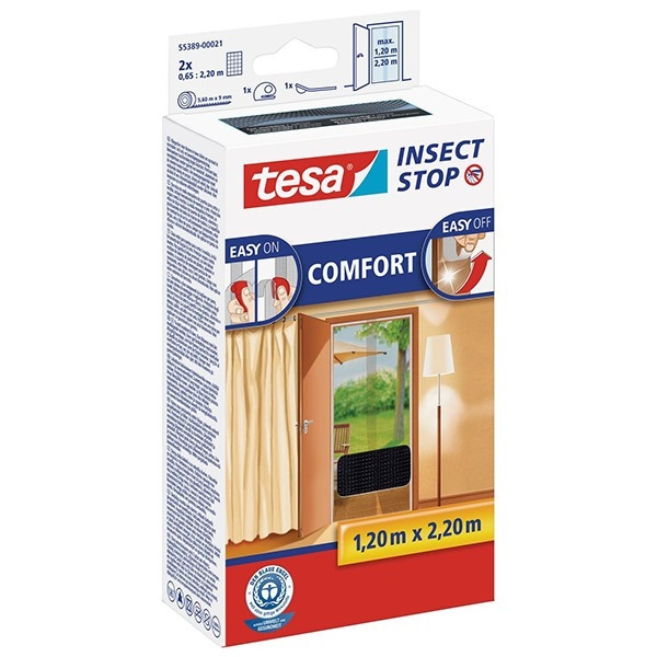 Tesa vliegenhor Insect Stop comfort deur 2 x (65 x 220 cm, zwart)  STE00017 - 1