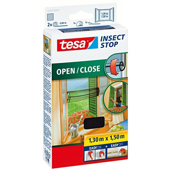 Tesa vliegenhor Insect Stop comfort open/close (130 x 150 cm, zwart)  STE00016 - 1