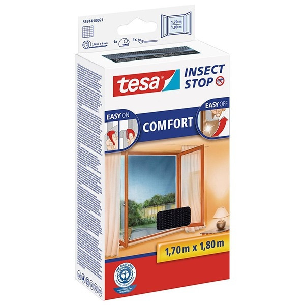 Tesa vliegenhor Insect Stop comfort raam (170 x 180 cm, zwart)  STE00014 - 1