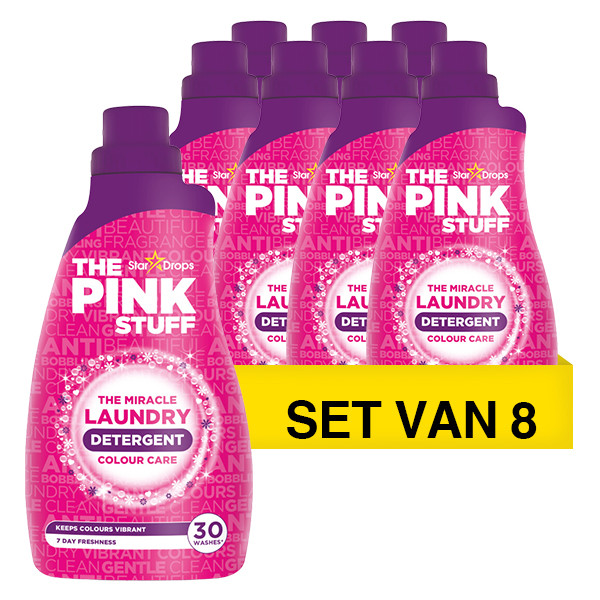 The Pink Stuff Aanbieding: 8x The Pink Stuff vloeibaar wasmiddel Color Care (8 flessen - 240 wasbeurten)  SPI00069 - 1