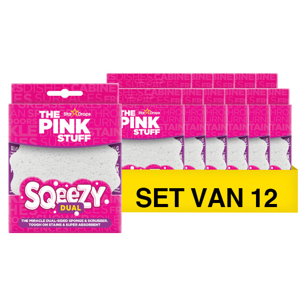The Pink Stuff Aanbieding: The Pink Stuff Sqeezy - Dubbelzijdige Scrub Spons Wit (12 stuks)  SPI00062 - 1