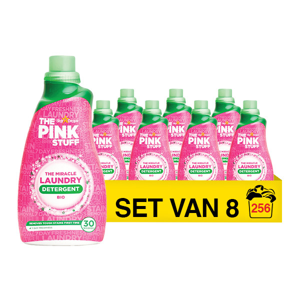 Aanbieding: The Pink Stuff Vloeibaar Wasmiddel Bio 960 ml (8 flessen - 256 wasbeurten) SPI00039 - 1