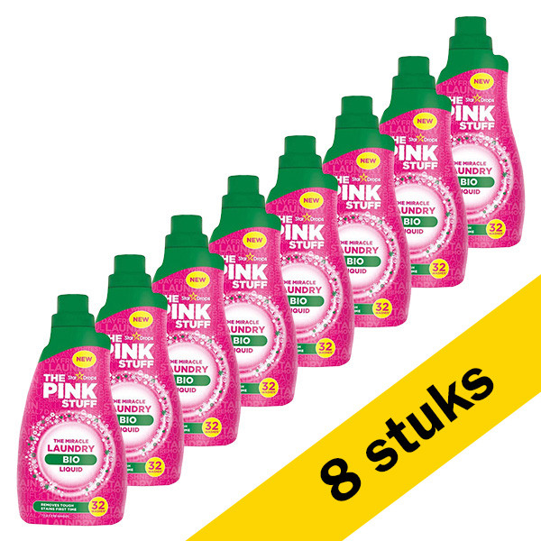 The Pink Stuff Aanbieding: The Pink Stuff vloeibaar wasmiddel bio 960 ml (8 flessen - 256 wasbeurten)  SPI00039 - 1