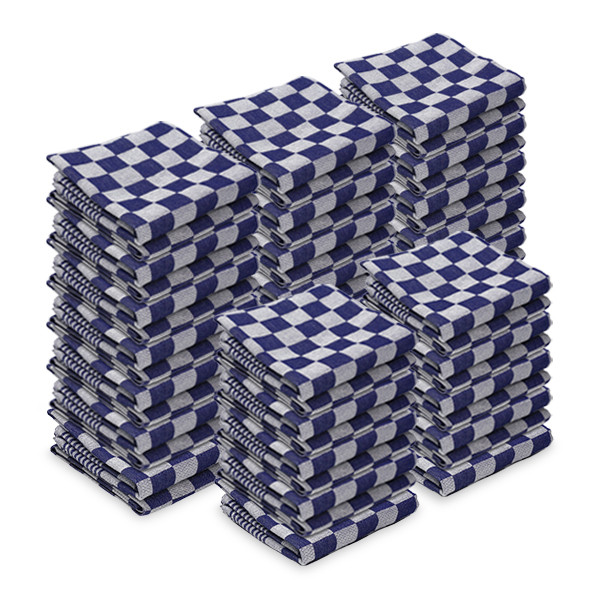 Theedoek Blauwe Blokken 65 x 65 cm (60 stuks) (123schoon huismerk)  SDR07344 - 1