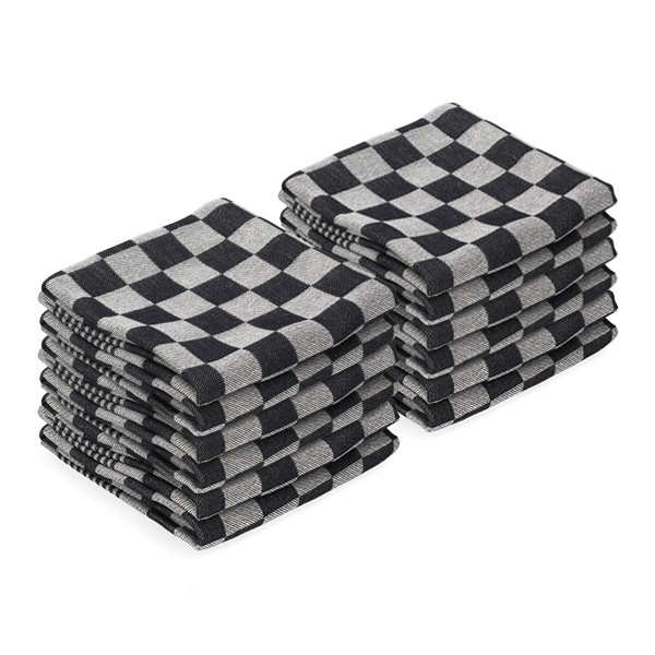 Theedoek Zwarte Blokken 65 x 65 cm (12 stuks) (123schoon huismerk)  SDR07346 - 1