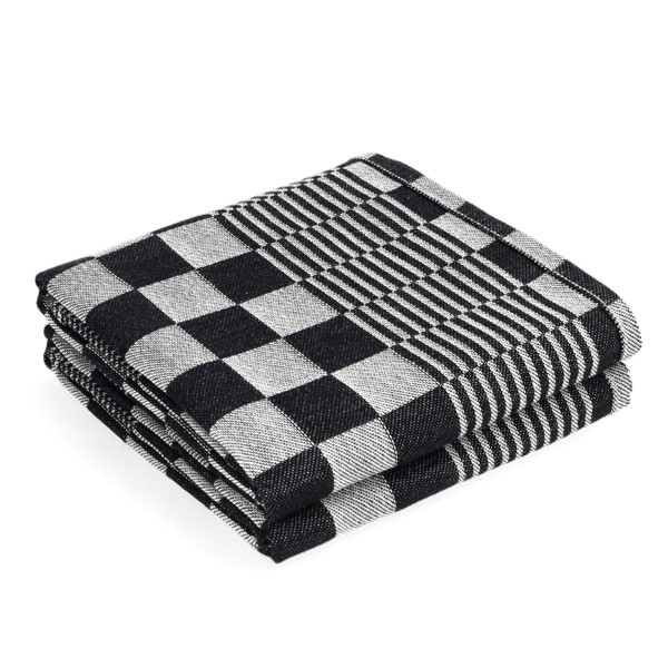 Theedoek Zwarte Blokken 65 x 65 cm 2 stuks (123schoon huismerk)  SDR06463 - 1