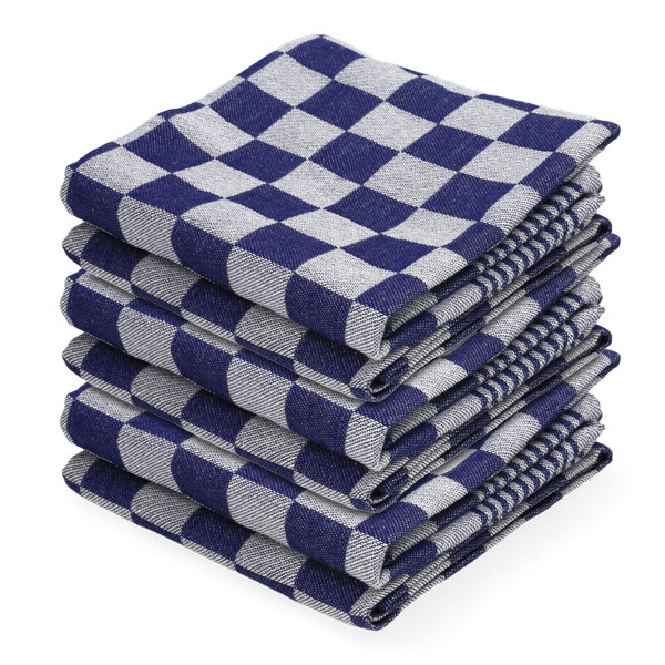 Theedoek blauwe blokken 65 x 65 (6 stuks) (123schoon huismerk)  SDR07342 - 1