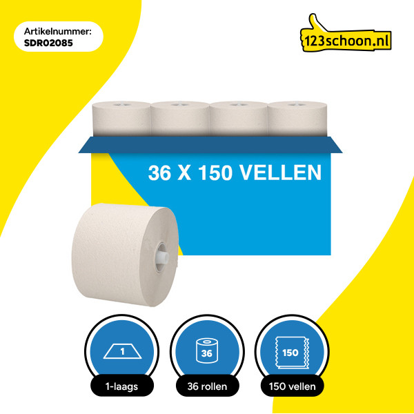 Toiletpapier 1-laags | 36 rollen | Doprol (123schoon huismerk) SDR02085 - 3