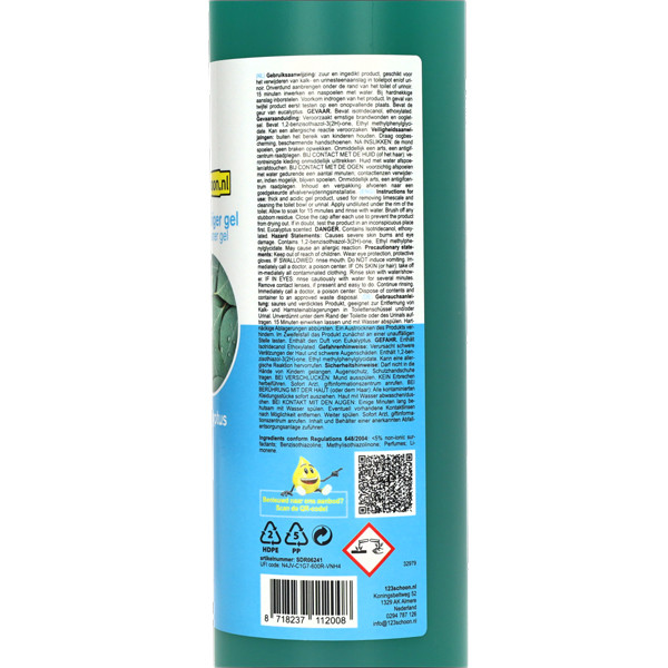 Toiletreiniger gel  Eucalyptus 750 ml (123schoon huismerk)  SDR06241 - 2