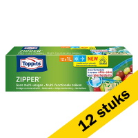 Toppits Aanbieding: Toppits Multi functionele Zipper zakjes | 1 liter | 12 x 12 zakjes  STO05013