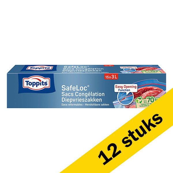 Toppits Aanbieding: Toppits diepvrieszakken met zip-sluiting | 3 liter | 12 x 15 stuks  STO05025 - 1