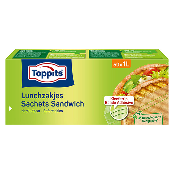 Toppits Hersluitbare Lunchzakjes | 1 liter | 50 zakjes  STO05008 - 1