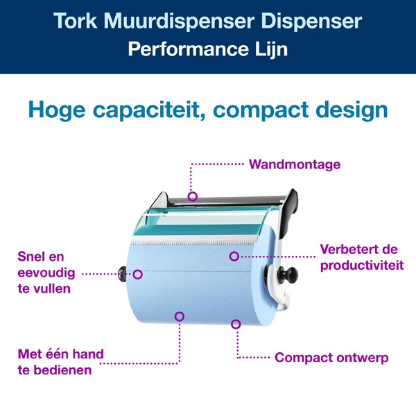 Tork 652100 W1-muurstandaard voor poetspapier (turquoise)  STO00254 - 2