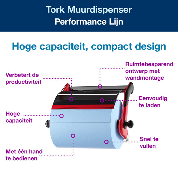 Tork 652108 W1-muurstandaard voor poetspapier (zwart/rood)  STO00255 - 2