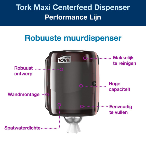 Tork 653008 W2-dispenser voor poetspapier (zwart/rood)  STO00257 - 2