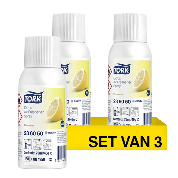 Aanbieding: Tork 236050 Luchtverfrisserspray citrus  - geschikt voor Tork A1-dispenser (3 stuks à 75 ml) STO05469 - 1