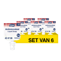 Aanbieding: Tork Antimicrobiële Vloeibare Handzeep | S4 | 424709 (6 stuks à 1000 ml) STO05484
