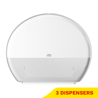 Aanbieding: Tork Jumbo T1-dispenser Toiletpapier | 3 stuks | Wit | 554000 STO05392