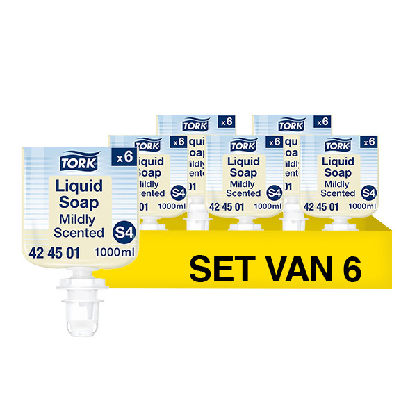 Aanbieding: Tork Mild Geparfumeerde Vloeibare Handzeep | S4 | 424501 (6 stuks à 1000 ml) STO05485 - 1