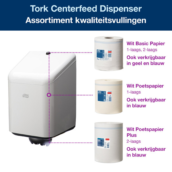 Tork Centerfeed 202040 M2-dispenser voor poetspapier (wit)  STO00163 - 3