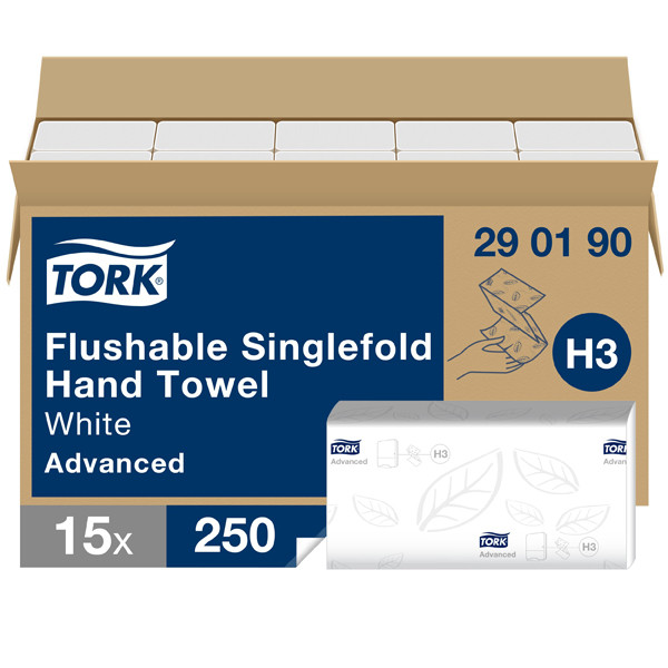 Tork Doorspoelbare Z-vouw handdoeken Tork 290190 2-laags | 15 pakken | Geschikt voor Tork H3 dispenser  STO00092 - 1