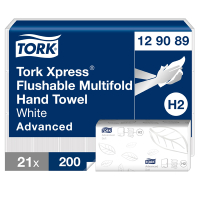 Tork Doorspoelbare handdoeken Tork Xpress® 129089 2-laags | 21 pakken | Geschikt voor Tork H2 dispenser  STO00085