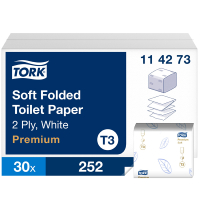 Tork Gevouwen Toiletpapier Tork 114273 2-laags | 30 pakken | Geschikt voor Tork T3 dispenser  STO00113