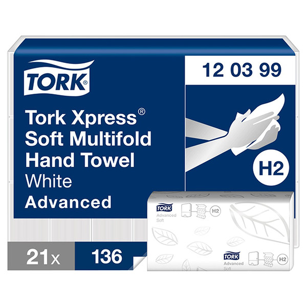 Tork Handdoeken Tork Xpress Zachte Multifold 120399 2-laags | 21 pakken | Geschikt voor Tork H2 dispenser  STO05330 - 1