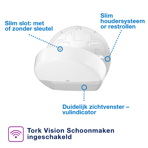 Tork Jumbo T1-dispenser Toiletpapier | Wit | 554000 STO00003 - 2