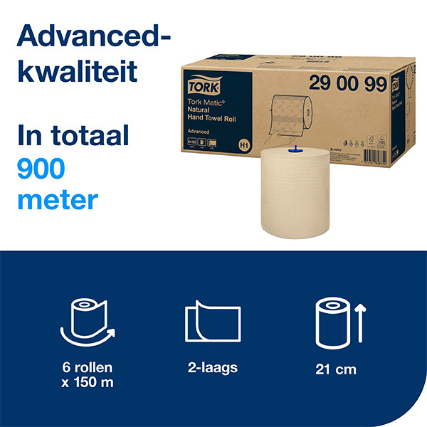 Tork Matic® Papieren Handdoekrol | 2-laags | 6 stuks | H1 | Naturel | 290099 STO05347 - 2