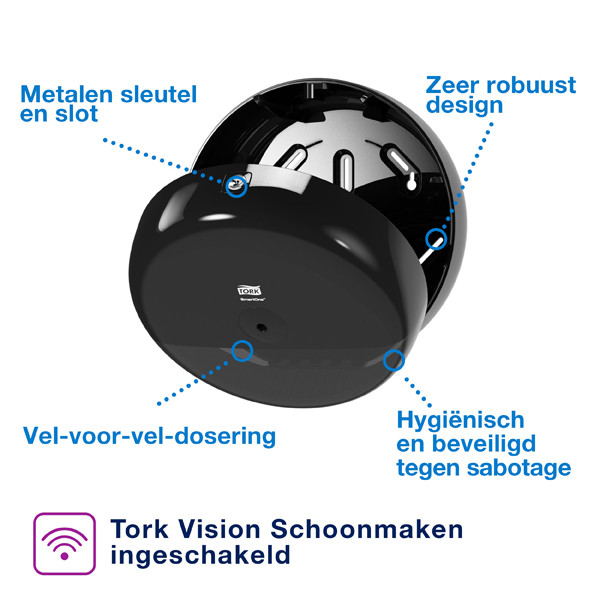 Tork Mini SmartOne® T9-dispenser Toiletpapier | Zwart | 681008 STO00266 - 2