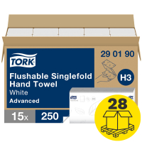 Tork Palletvoordeel: Doorspoelbare Z-vouw handdoeken Tork 290190 2-laags | 420 pakken | Geschikt voor Tork H3 dispenser  STO05050