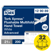 Palletvoordeel: Doorspoelbare handdoeken Tork Xpress® 129089 2-laags | 672 pakken | Geschikt voor Tork H2 dispenser STO05049
