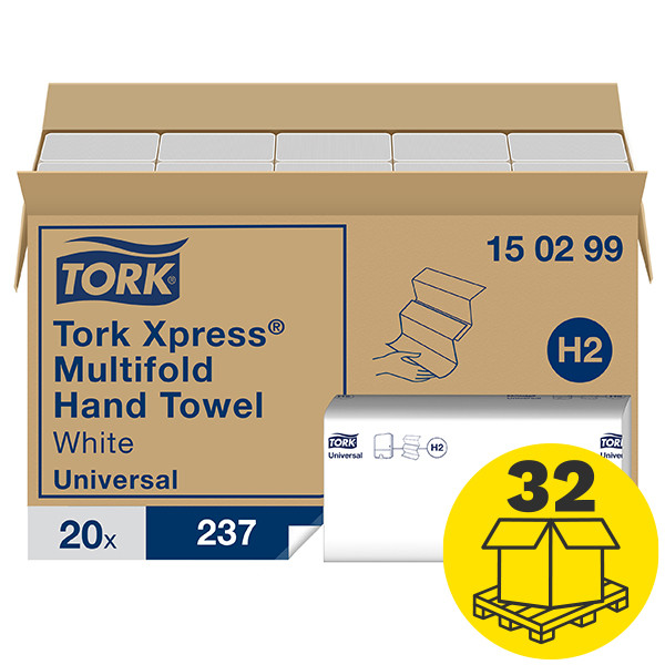 Palletvoordeel: Handdoeken Tork Xpress® 150299 2-laags | 640 pakken | Geschikt voor Tork H2 dispenser STO05059 Palletvoordeel: Handdoeken Tork Xpress® 150299 2-laags | 640 pakken | Geschikt voor Tork H2 dispenser STO05059 - 1