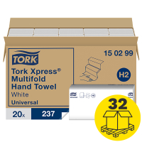 Palletvoordeel: Handdoeken Tork Xpress® 150299 2-laags | 640 pakken | Geschikt voor Tork H2 dispenser STO05059