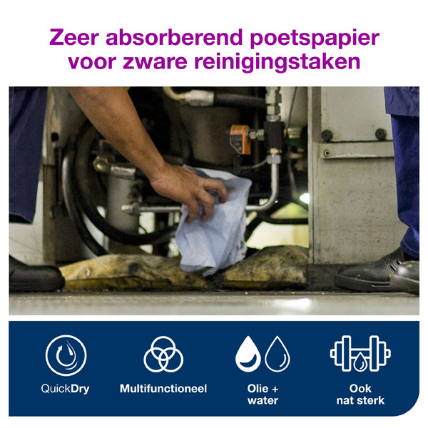 Tork Poetspapier Tork 130070 2-laags | 1 rol | Blauw | Geschikt voor Tork W1/W2 dispenser  STO00327 - 2